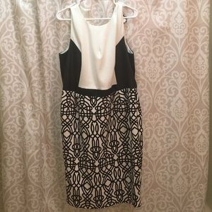 Black white faux leather cocktail dress